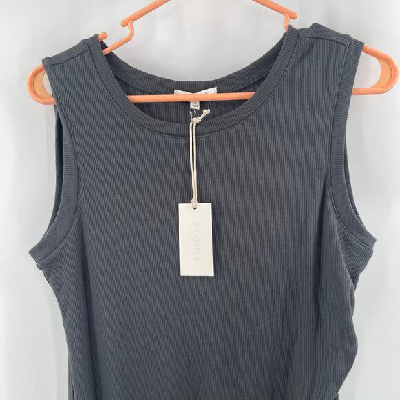 Z SUPPLY Dress Medium Gray Ribbed Bodycon Selah Eco Knit Rib Mini Casual NWT - Picture 5 of 12